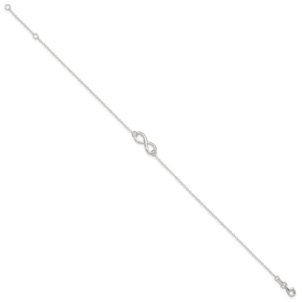 Sterling Silver Polished 9in Plus 1in. Ext. Infinity Symbol Anklet