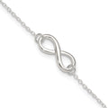 Sterling Silver Polished 10in Plus 1in. Ext. Infinity Symbol Anklet