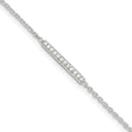 Sterling Silver Polished CZ Bar 10in Plus 1in Ext. Anklet