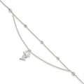 Sterling Silver Polished 2-Strand Palm Tree 9in Plus 1in Ext Anklet