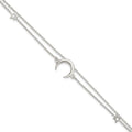 Sterling Silver Polished Moon and Stars 2-strand 7.5in Bracelet
