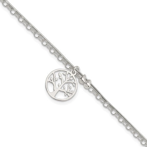 Sterling Silver Polished 2-strand Tree 7.5in Bracelet