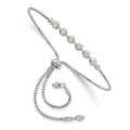 Sterling Silver Rhodium-plated Diamond-cut Beaded Adjustable Bracelet
