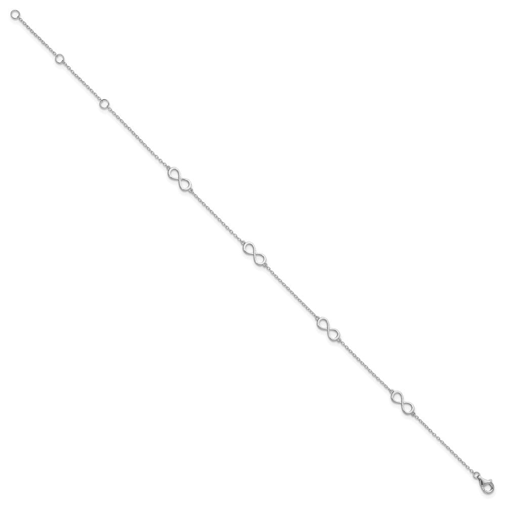 Sterling Silver Rhodium-plated Infinity 10in Plus 2in ext Anklet