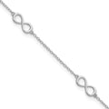 Sterling Silver Rhodium-plated Infinity 10in Plus 2in ext Anklet