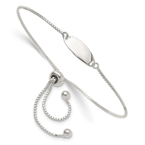 Sterling Silver Polished Bar Adjustable Bracelet