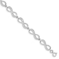 Sterling Silver Rhodium Plated CZ Infinity Bracelet