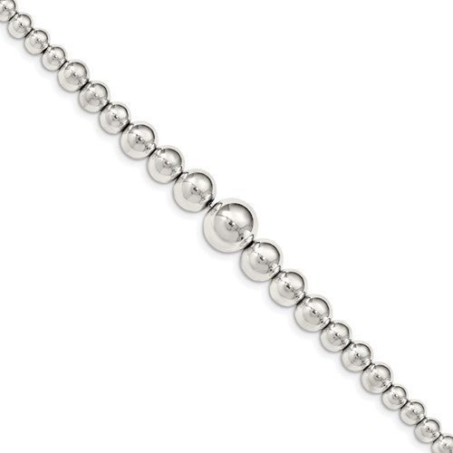 Sterling Silver Polished Graduated Beads Bracelet