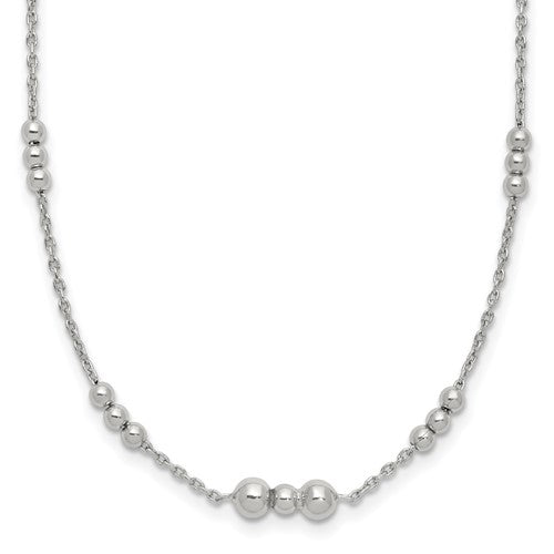 Sterling Silver Polished Beaded Necklace