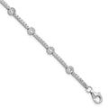 Sterling Silver Rhodium-plated Polished CZ 7 inch w/1.5in ext. Bracelet