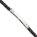 Sterling Silver Genuine Leather ID 8in Toggle Bracelet