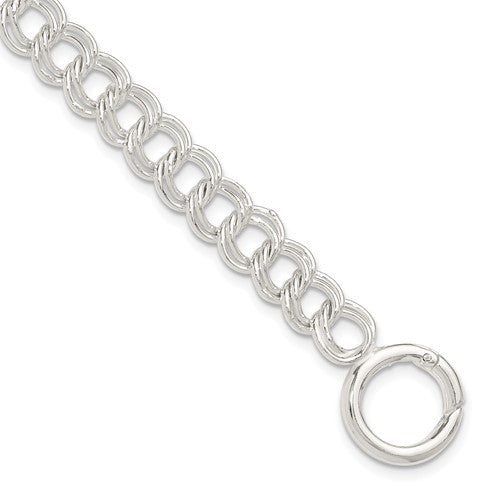 Sterling Silver Polished Double Link 8in Charm Bracelet