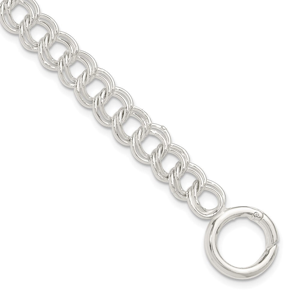 Sterling Silver Polished Double Link 8in Charm Bracelet