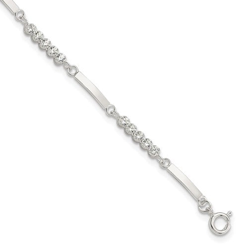 Sterling Silver Rhodium-plated CZ 7.25in w/1in ext. Bracelet
