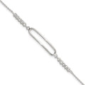 Sterling Silver Rhodium-plated CZ 7in with .75in ext. Bracelet