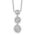 Pure Fire Sterling Silver Rhod-plated Fancy 16in w/2in ext CZ Dangle Neckla