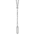 Sterling Silver Rhodium-plated Paperclip Link CZ 16in w/1.75in ext. Necklac