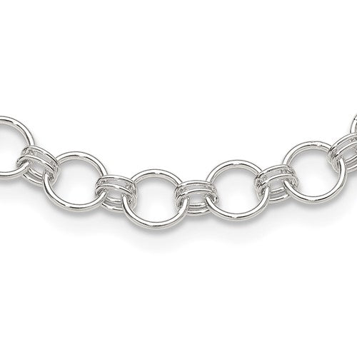 Sterling Silver Polished Circle Link 16 w/2in ext Necklace