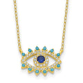 Sterling Silver Gold-tone Glass and Glass Crystal Evil Eye Necklace