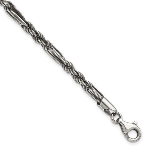 Sterling Silver Antiqued 8in Milano / Figaro Men's Bracelet