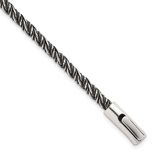 Sterling Silver Antiqued Polished Twisted Franco 3.75mm Bracelet