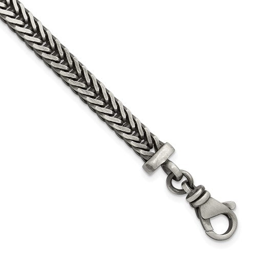 Sterling Silver Antiqued 8in Franco Link Men's Bracelet