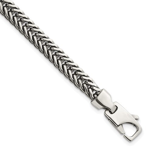 Sterling Silver Antiqued Polished Wheat 6mm 8in Bracelet