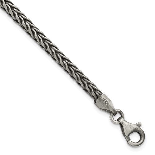 Sterling Silver Antiqued 8in Wheat Link Men's Bracelet