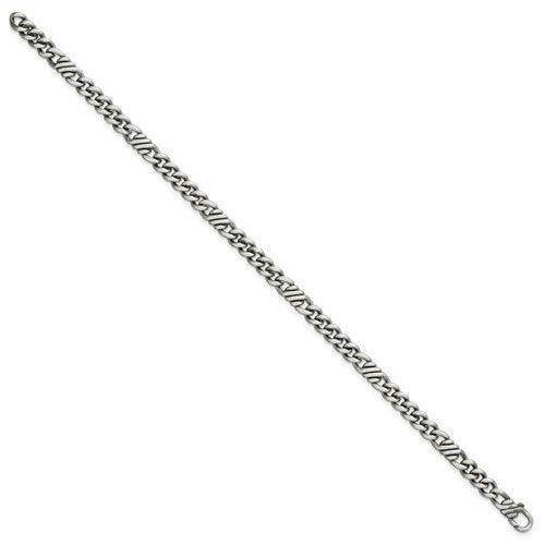 SS Black Ruthenium Brushed Fancy Curb Chain Men's Bracelet