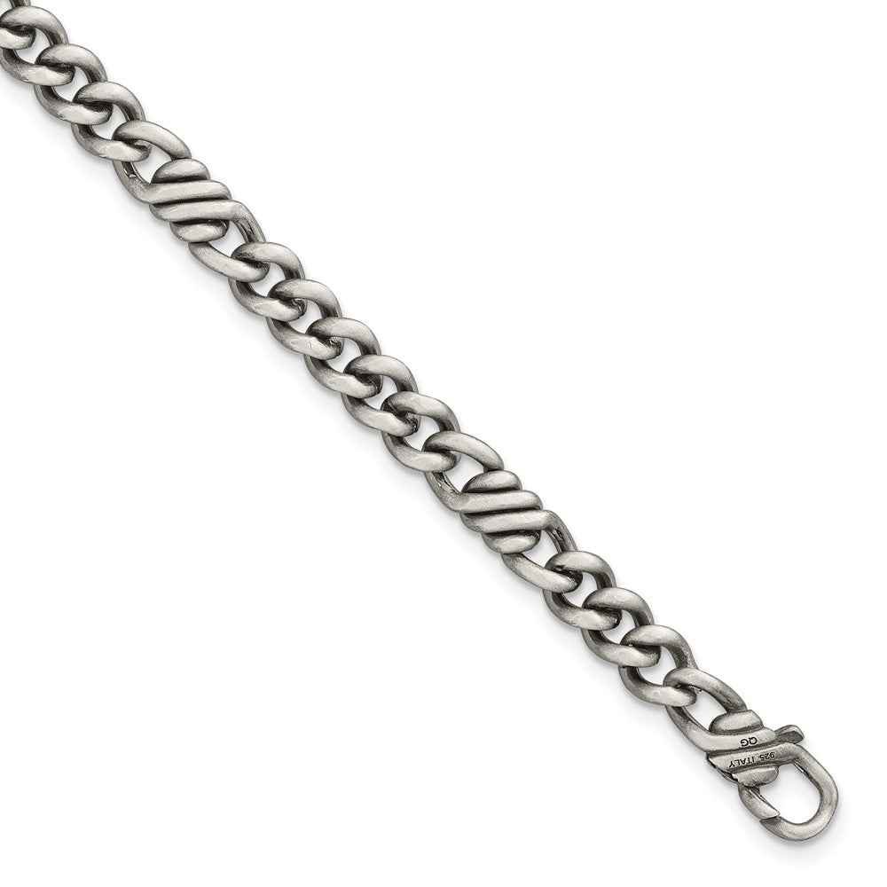SS Black Ruthenium Brushed Fancy Curb Chain Men's Bracelet