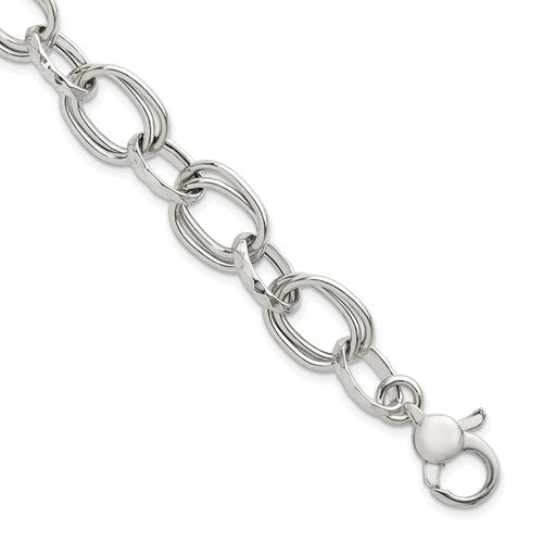 Sterling Silver Polished w/1in Ext Fancy Link Bracelet