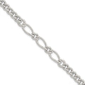 Sterling Silver Polished Mixed Curb Link 6.75in w/ 1in Ext Bracelet
