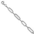 Sterling Silver RH-plated Polished CZ Link 7 Inch Bracelet