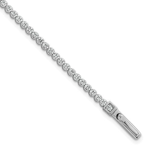 Sterling Silver RH-plated Polished 2.5mm CZ 7.5in Tennis Bracelet