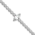 Sterling Silver RH-plated Polished Round and Marquise CZ 7.25in Bracelet