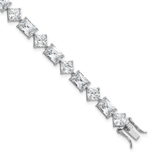 Sterling Silver Rhodium-plated Polished Fancy CZ 7.25 Inch Bracelet