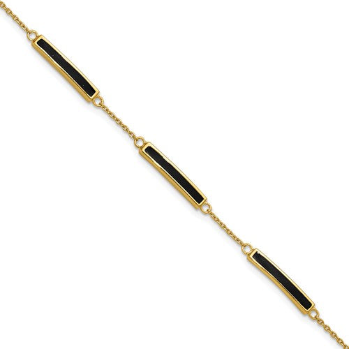 Sterling Silver Gold-plated Enamel 7in with .5in ext. Bracelet