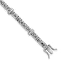 Sterling Silver RH-plated Polished CZ Byzantine Link 7.75in Bracelet