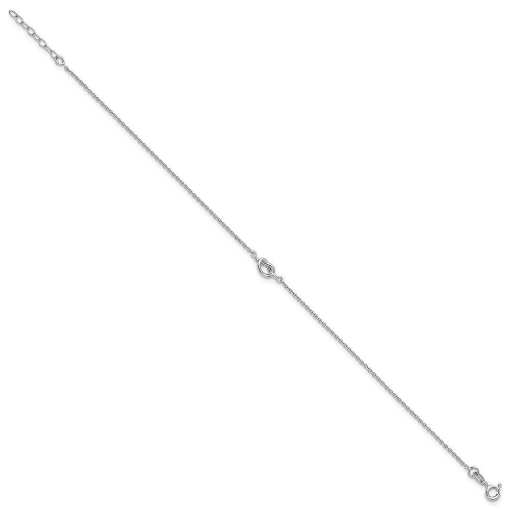 Sterling Silver RH-plated Polished Knot 9in Plus 1in Ext Anklet