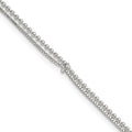 Sterling Silver Polished Beaded 2 Strand 9in Plus 1in Ext Anklet