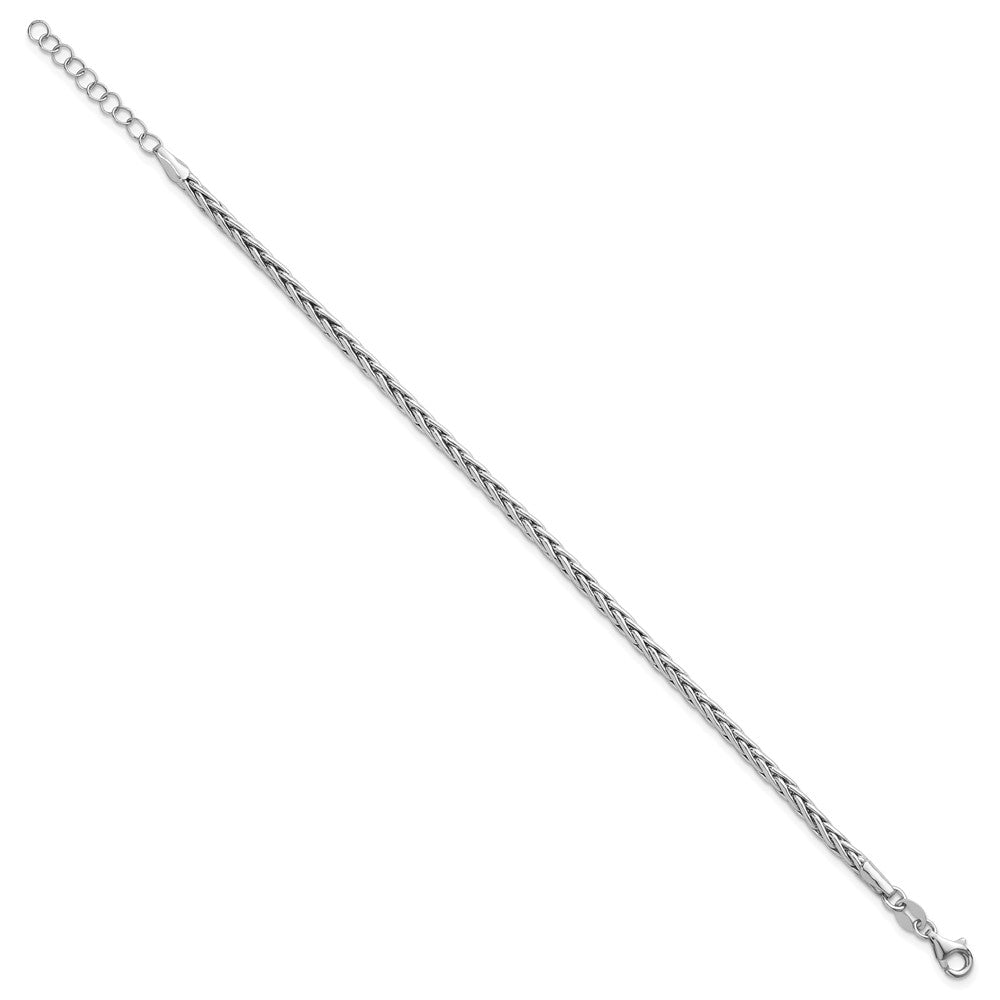 Sterling Silver Rh-plated Fancy Link 7in w/ 1in Ext Bracelet