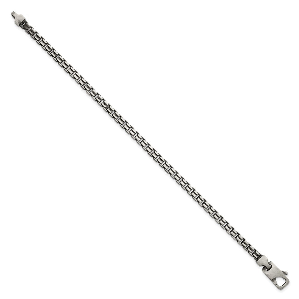 Sterling Silver Antiqued Brushed Fancy Box Link 4mm 7.75in Bracelet
