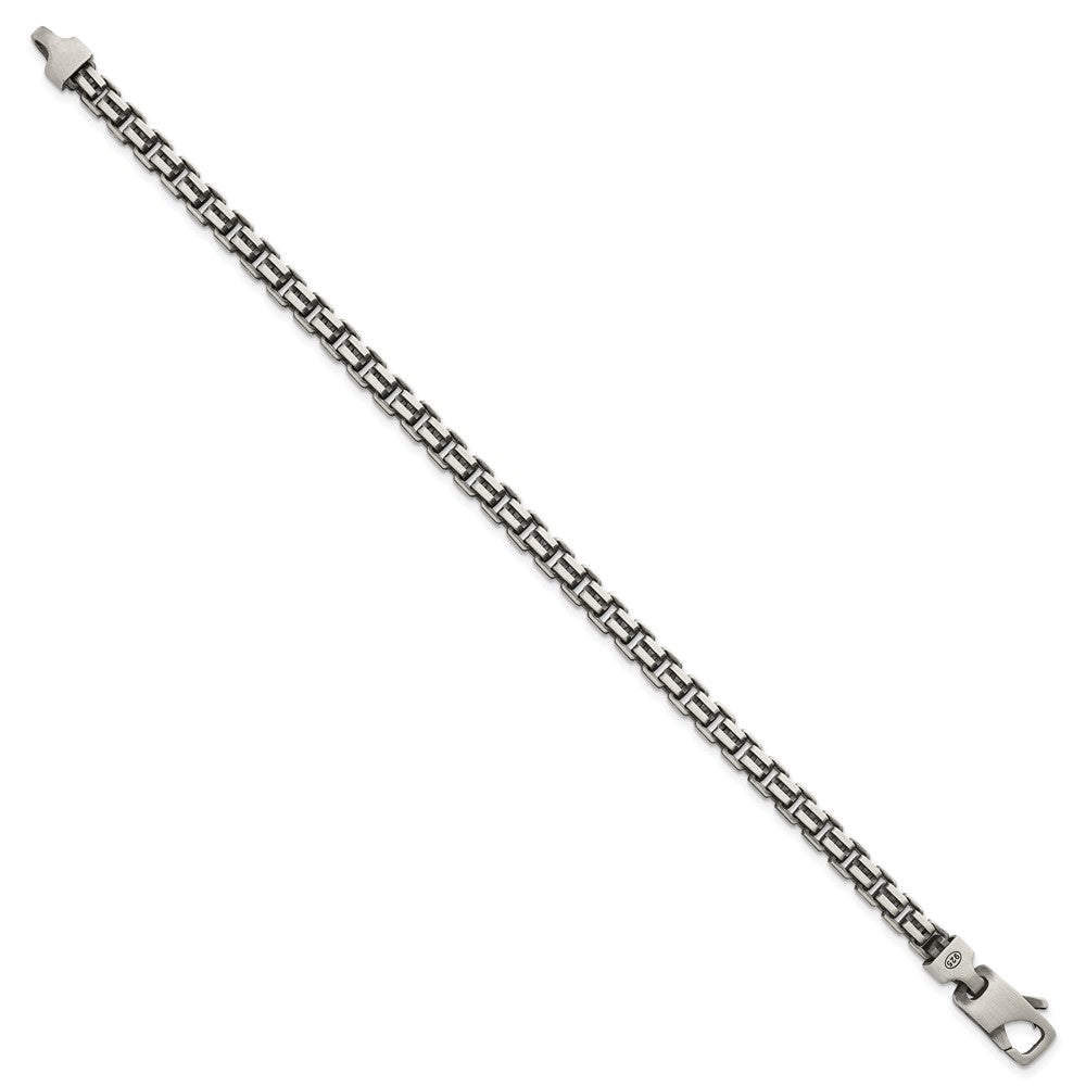 Sterling Silver Antiqued Brushed Fancy Box Link 5mm 7.75in Bracelet