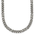 Sterling Silver Black Ruthenium Brushed Fancy Curb Chain Men's Necklace