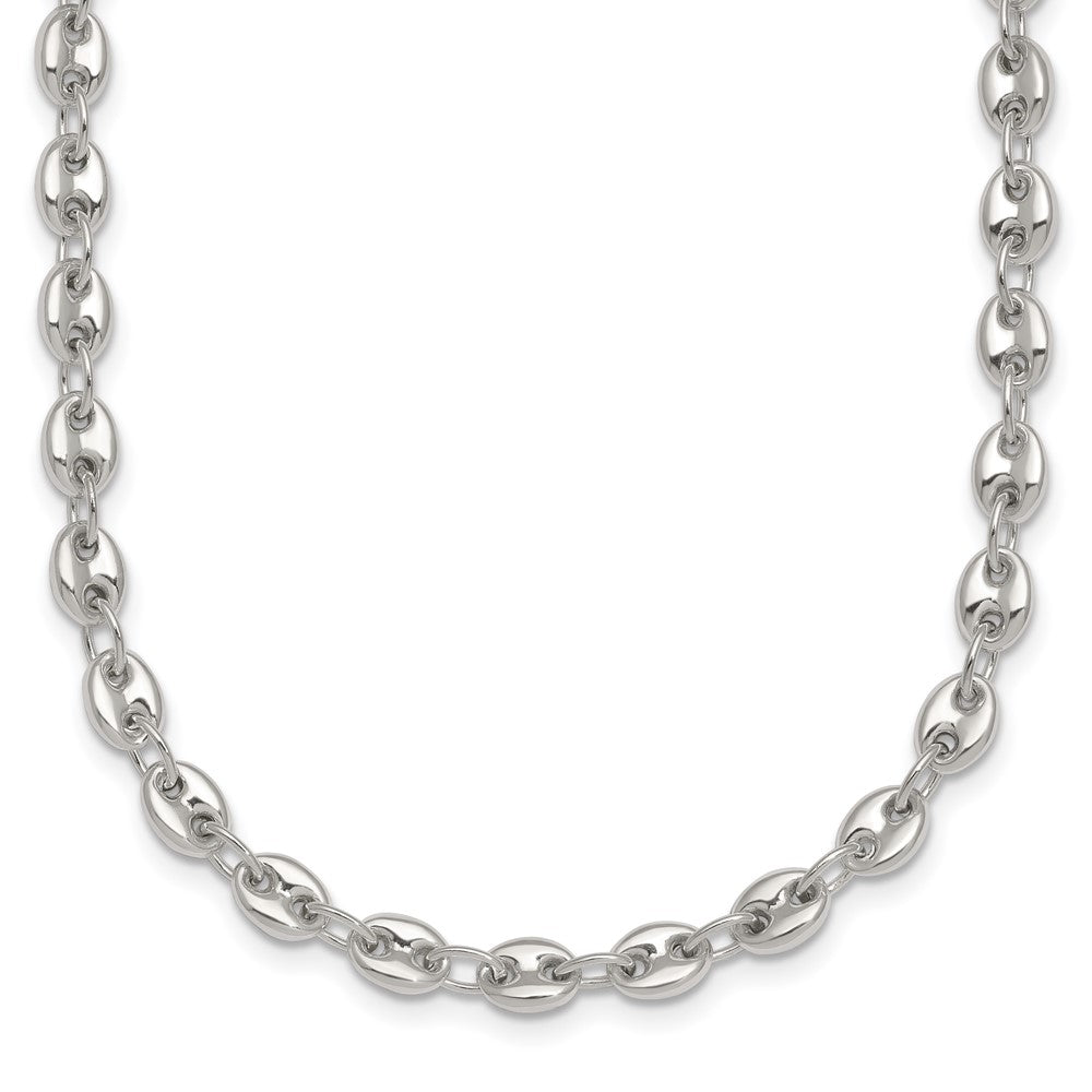 Sterling Silver Polished 4.8mm Puffed Mariner Anchor Link 18 Inch Necklace