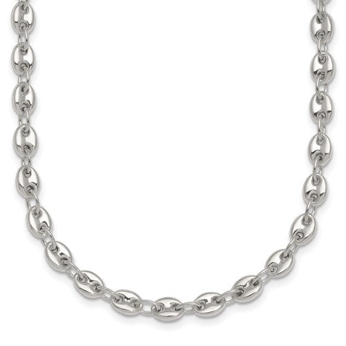 Sterling Silver Polished 4.8mm Puffed Mariner Anchor Link 18 Inch Necklace