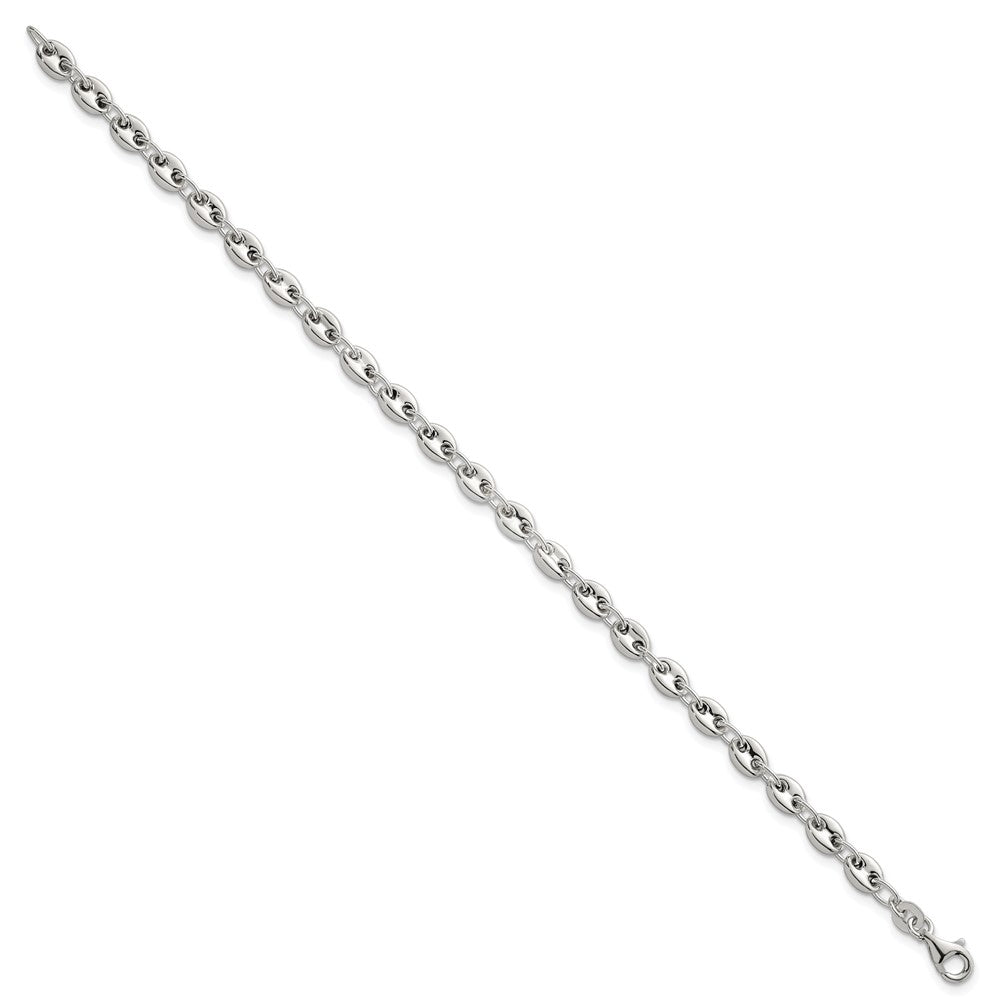 Sterling Silver Polished 4.8mm Puffed Mariner Anchor Link 7.5 Inch Bracelet