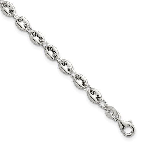 Sterling Silver Polished 4.8mm Puffed Mariner Anchor Link 7.5 Inch Bracelet