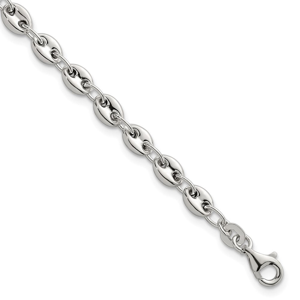 Sterling Silver Polished 4.8mm Puffed Mariner Anchor Link 7.5 Inch Bracelet