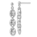 Sterling Silver Rh-plated Polished Puffed Mariner Chain Dangle Earring